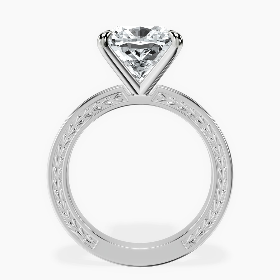 Platinum Ivory Vintage Solitaire Lab Diamond Ring side right image one