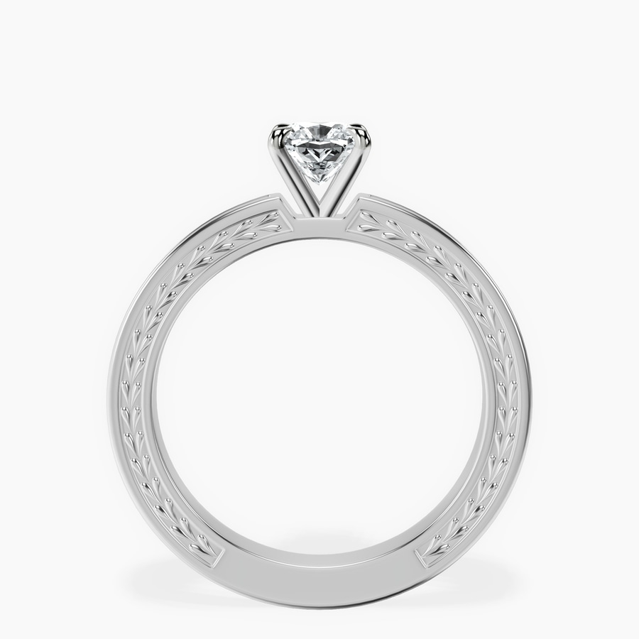14kt White Gold Ivory Vintage Solitaire Lab Diamond Ring side right image one