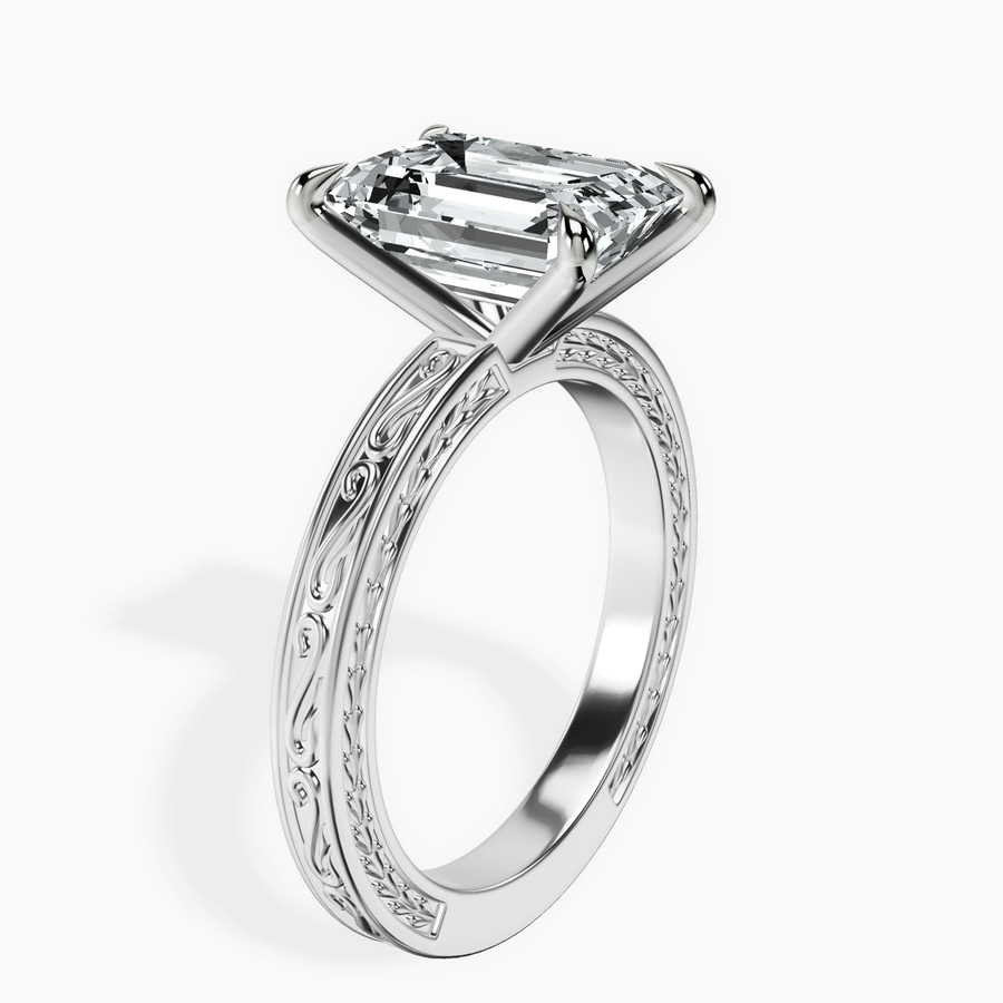 10kt White Gold Ivory Vintage Solitaire Lab Diamond Ring standing product image one