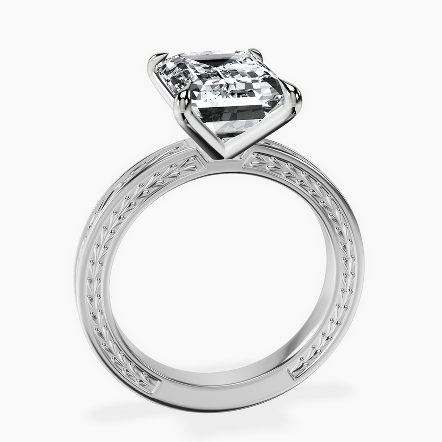 Platinum Ivory Vintage Solitaire Lab Diamond Ring side right image one