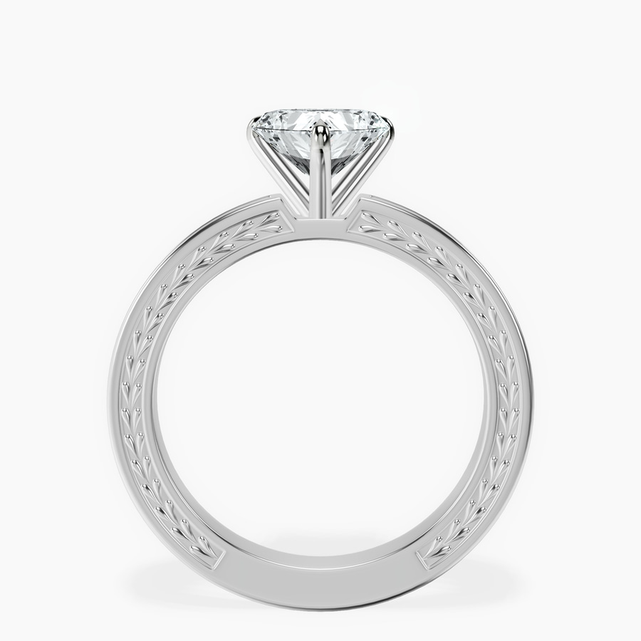 10kt White Gold Ivory Vintage Solitaire Lab Diamond Ring side right image one