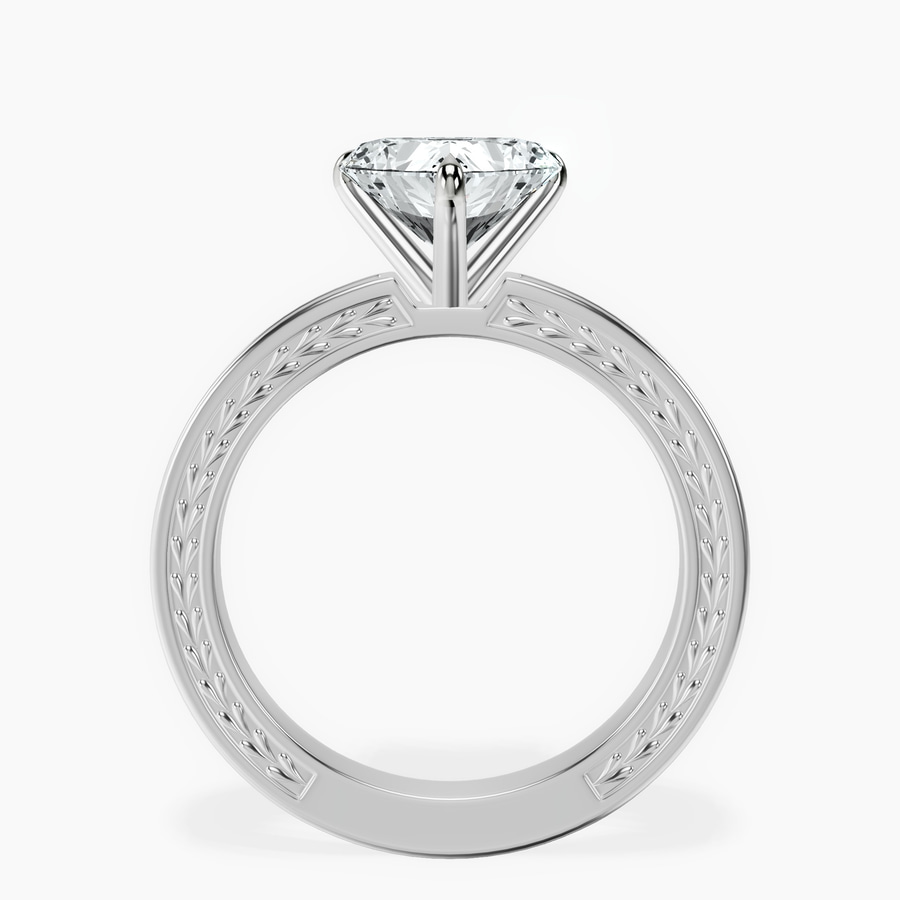Platinum Ivory Vintage Solitaire Lab Diamond Ring side right image one