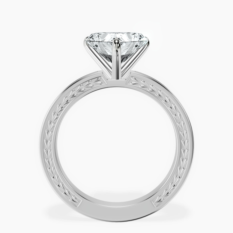 14kt White Gold Ivory Vintage Solitaire Lab Diamond Ring side right image one