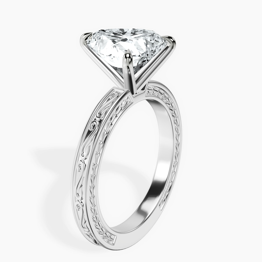 14kt White Gold Ivory Vintage Solitaire Lab Diamond Ring standing product image one