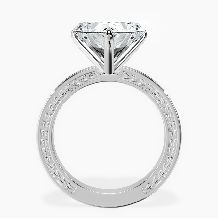Platinum Ivory Vintage Solitaire Lab Diamond Ring side right image one
