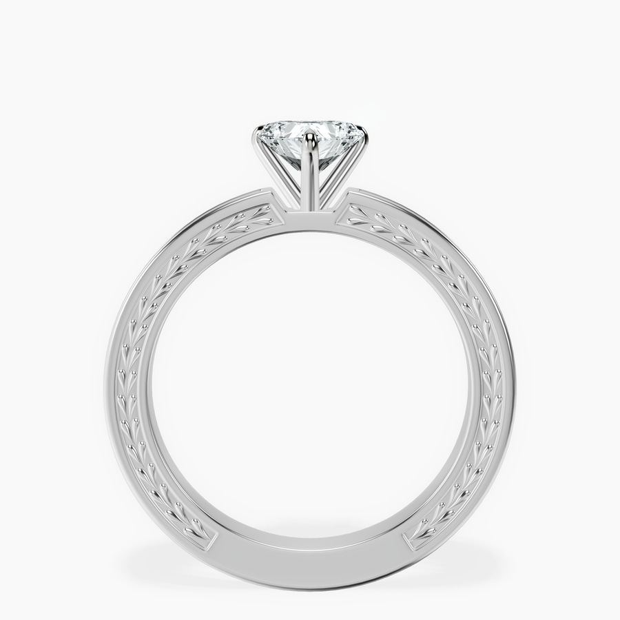 Platinum Ivory Vintage Solitaire Lab Diamond Ring side right image one