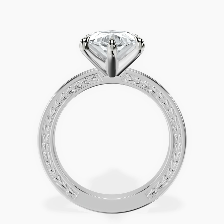 14kt White Gold Ivory Vintage Solitaire Lab Diamond Ring side right image one