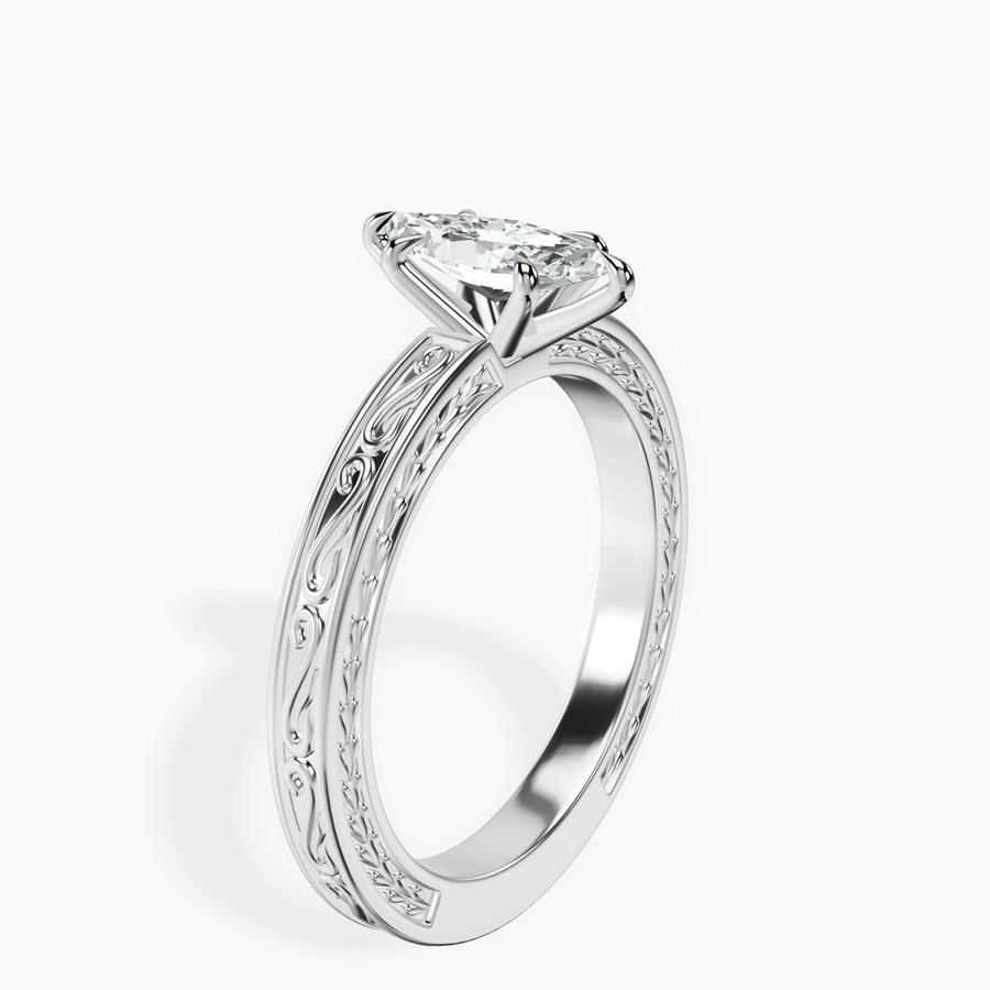 Platinum Ivory Vintage Solitaire Lab Diamond Ring standing product image one