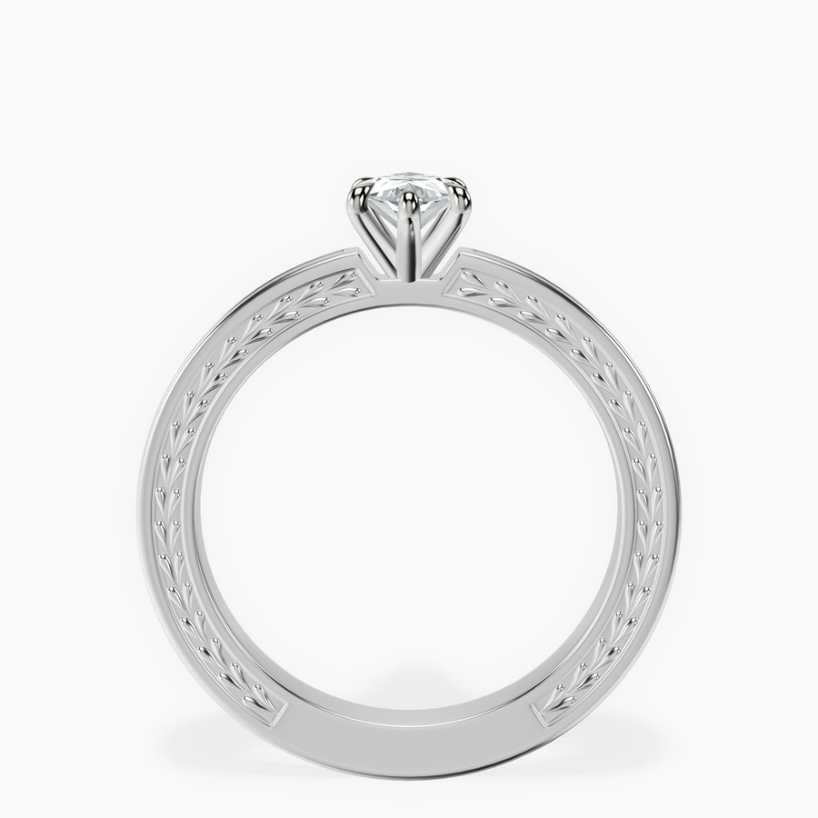 Platinum Ivory Vintage Solitaire Lab Diamond Ring side right image one