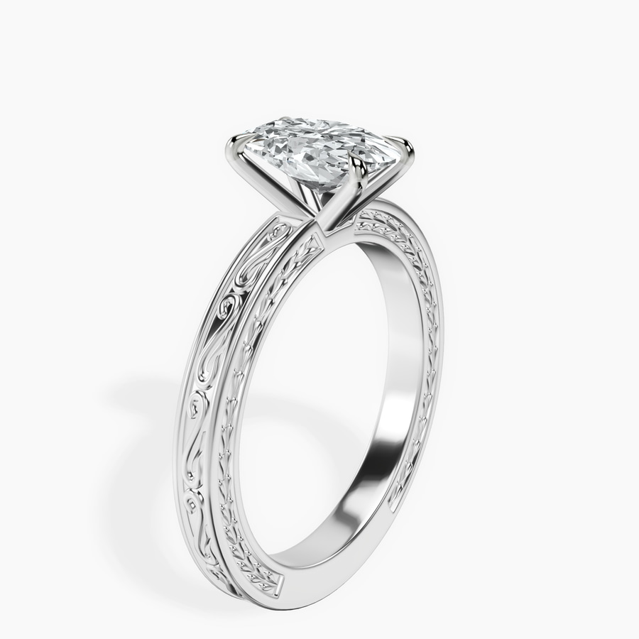 Platinum Ivory Vintage Solitaire Lab Diamond Ring standing product image one