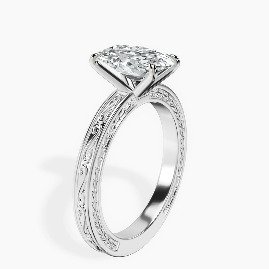 14ct White Gold Ivory Vintage Solitaire Lab Diamond Ring standing product image one