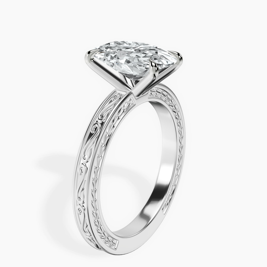 18kt White Gold Ivory Vintage Solitaire Lab Diamond Ring standing product image one