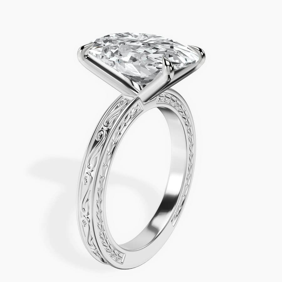 14kt White Gold Ivory Vintage Solitaire Lab Diamond Ring standing product image one