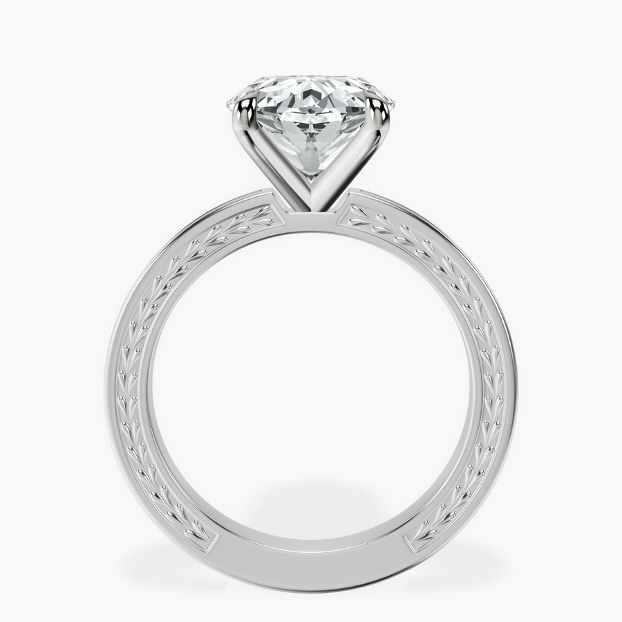 14kt White Gold Ivory Vintage Solitaire Lab Diamond Ring side right image one