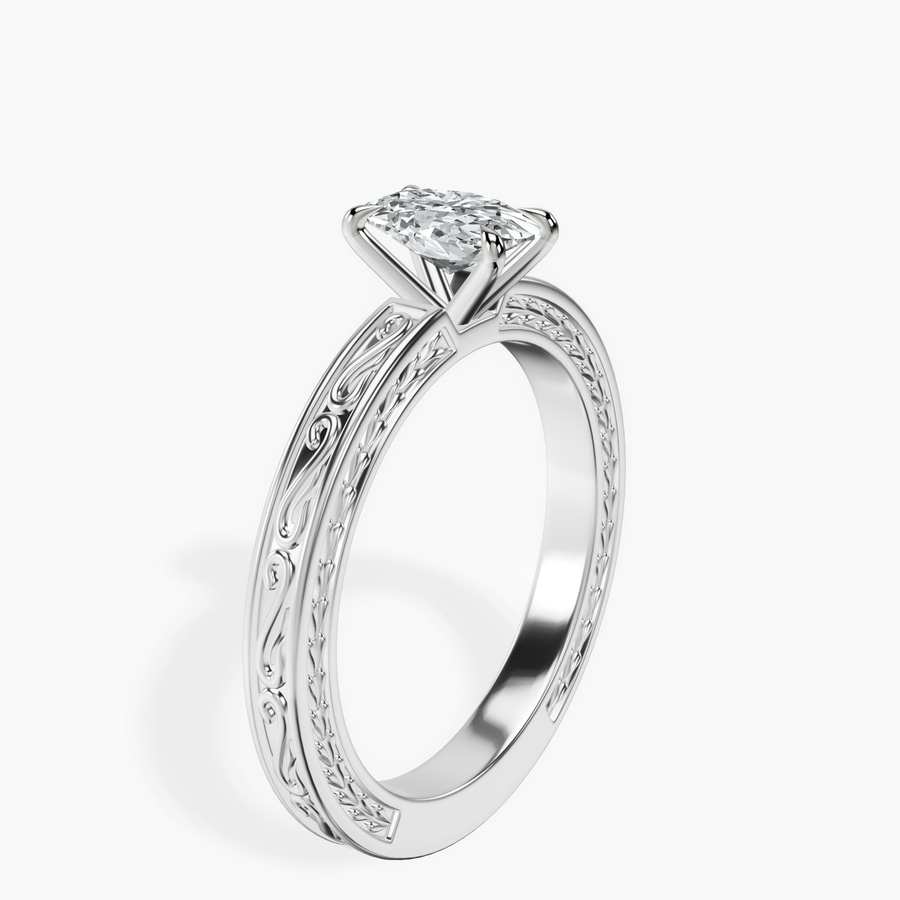10kt White Gold Ivory Vintage Solitaire Lab Diamond Ring standing product image one