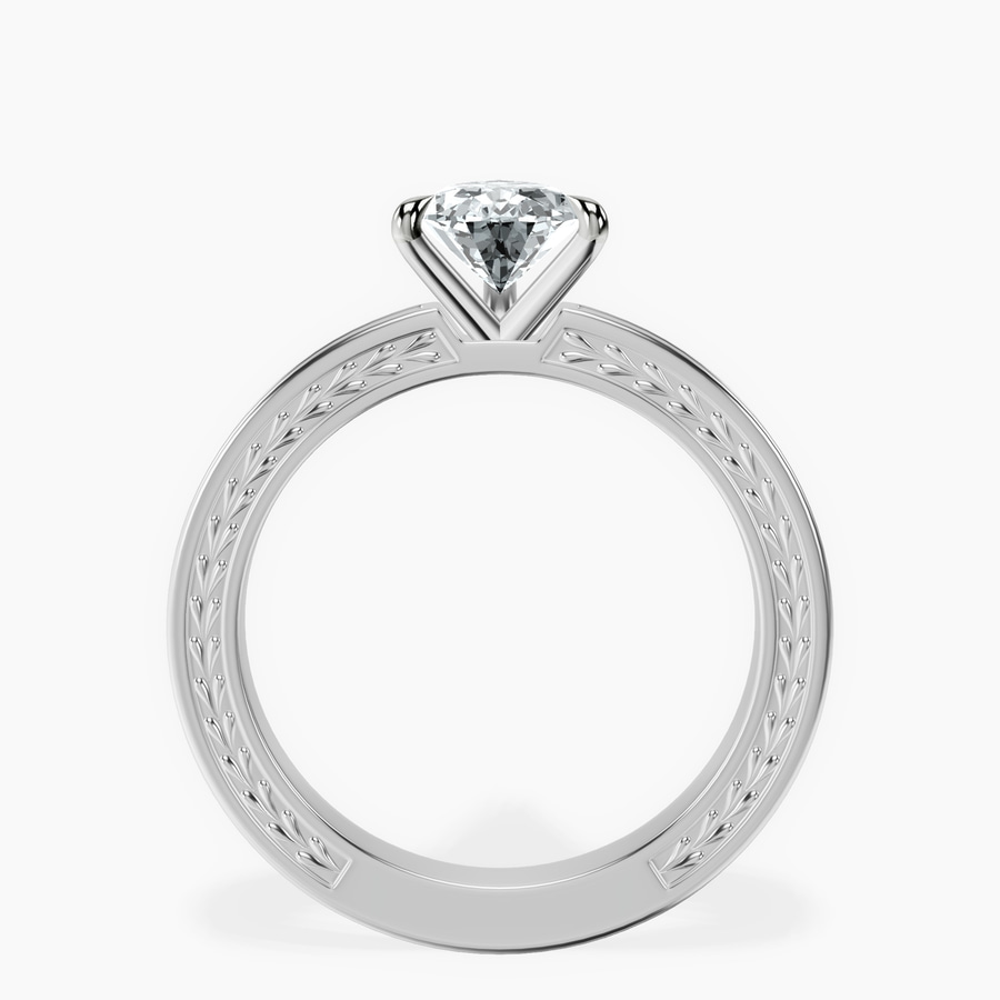 Platinum Ivory Vintage Solitaire Lab Diamond Ring side right image one