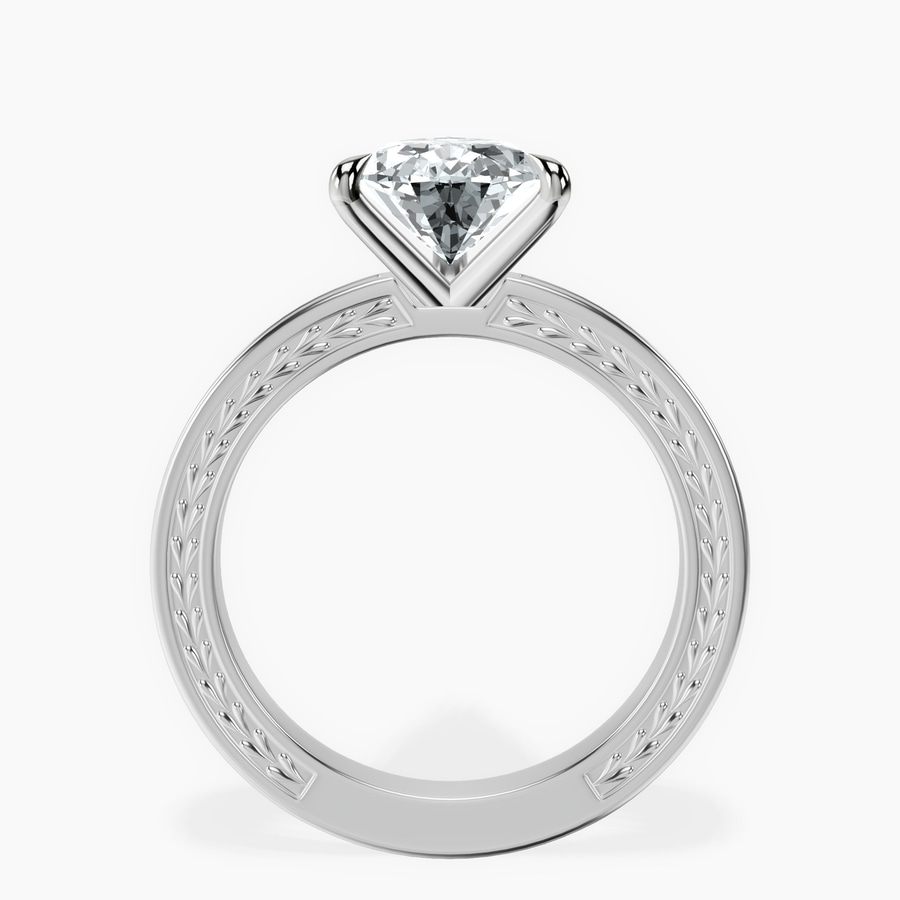 Platinum Ivory Vintage Solitaire Lab Diamond Ring side right image one