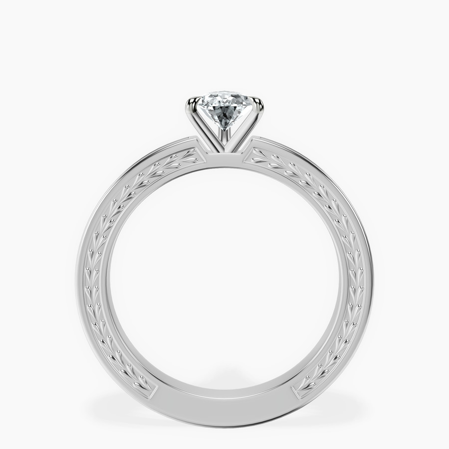 Platinum Ivory Vintage Solitaire Lab Diamond Ring side right image one