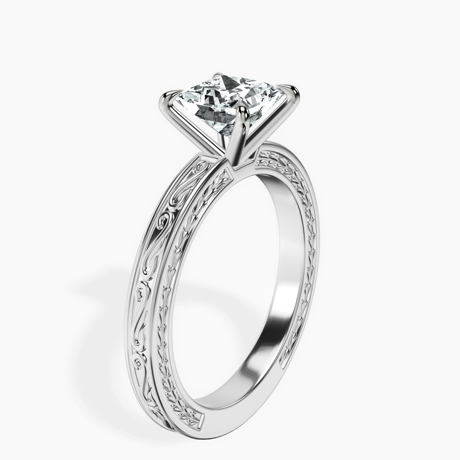 18kt White Gold Ivory Vintage Solitaire Lab Diamond Ring standing product image one