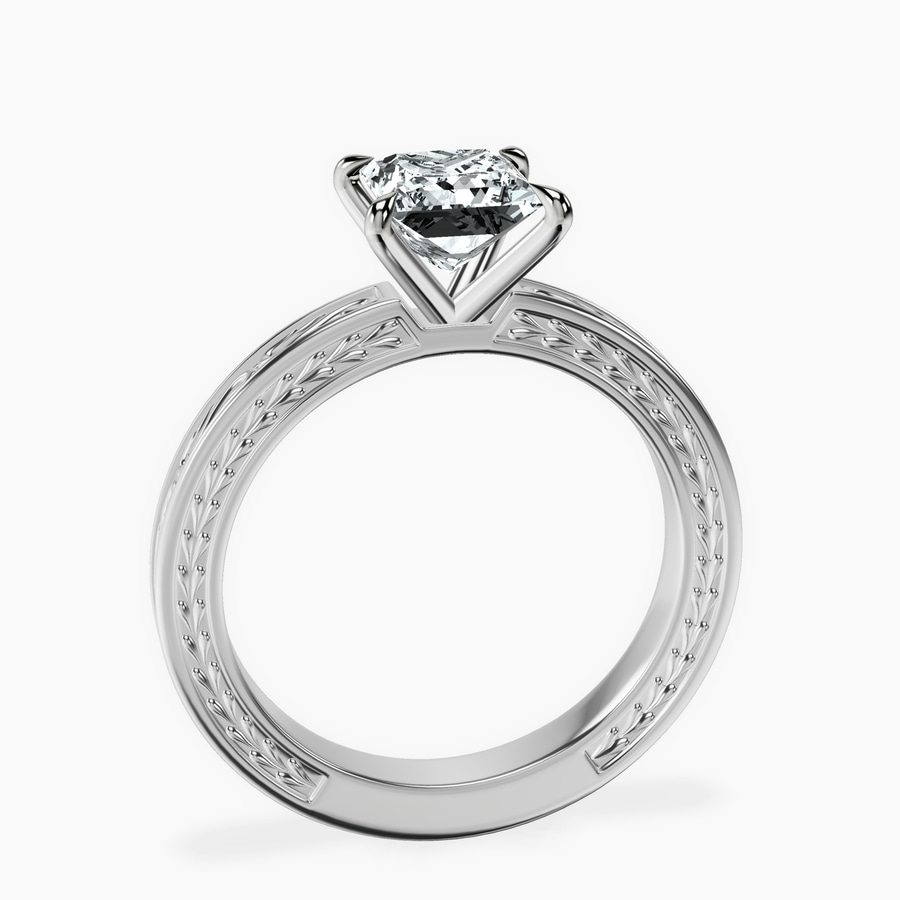 18kt White Gold Ivory Vintage Solitaire Lab Diamond Ring side right image one