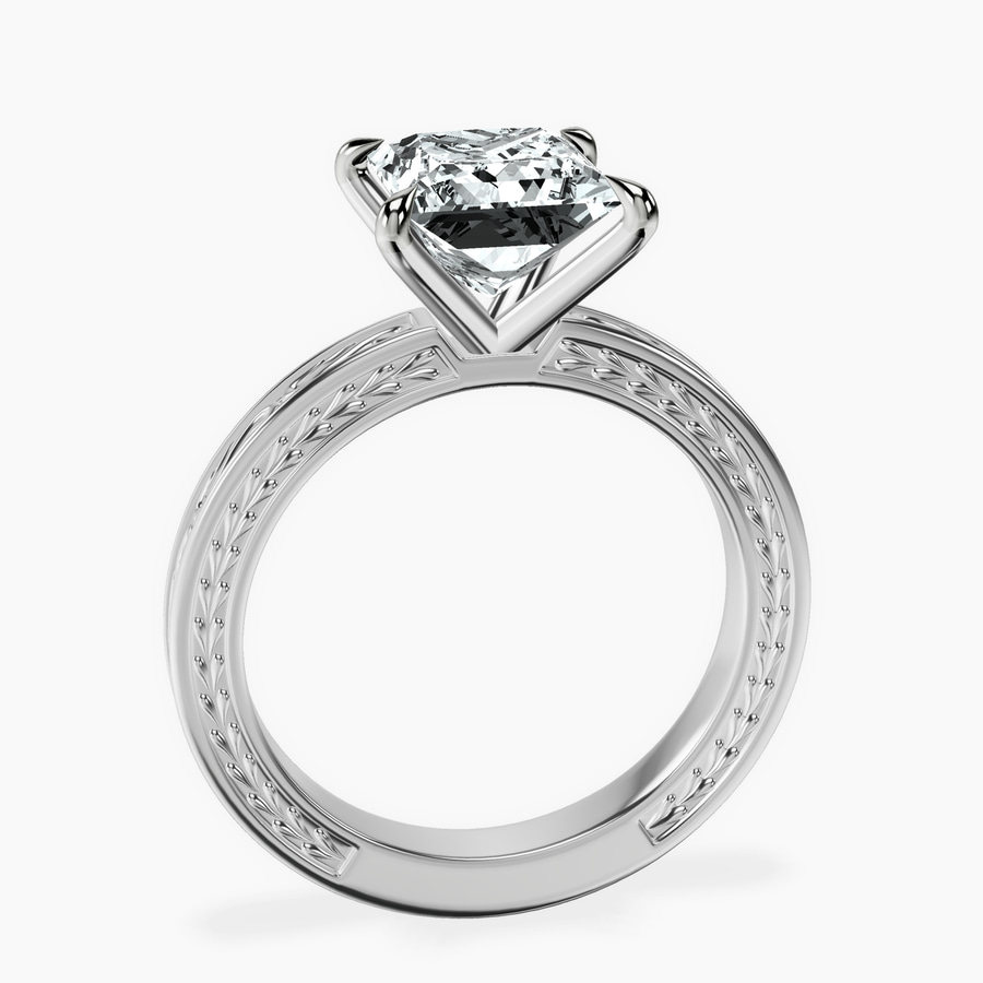 10kt White Gold Ivory Vintage Solitaire Lab Diamond Ring side right image one