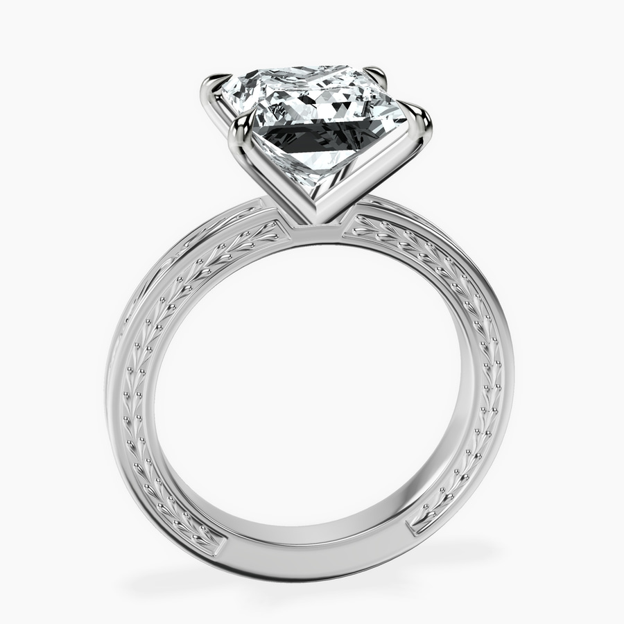 18kt White Gold Ivory Vintage Solitaire Lab Diamond Ring side right image one