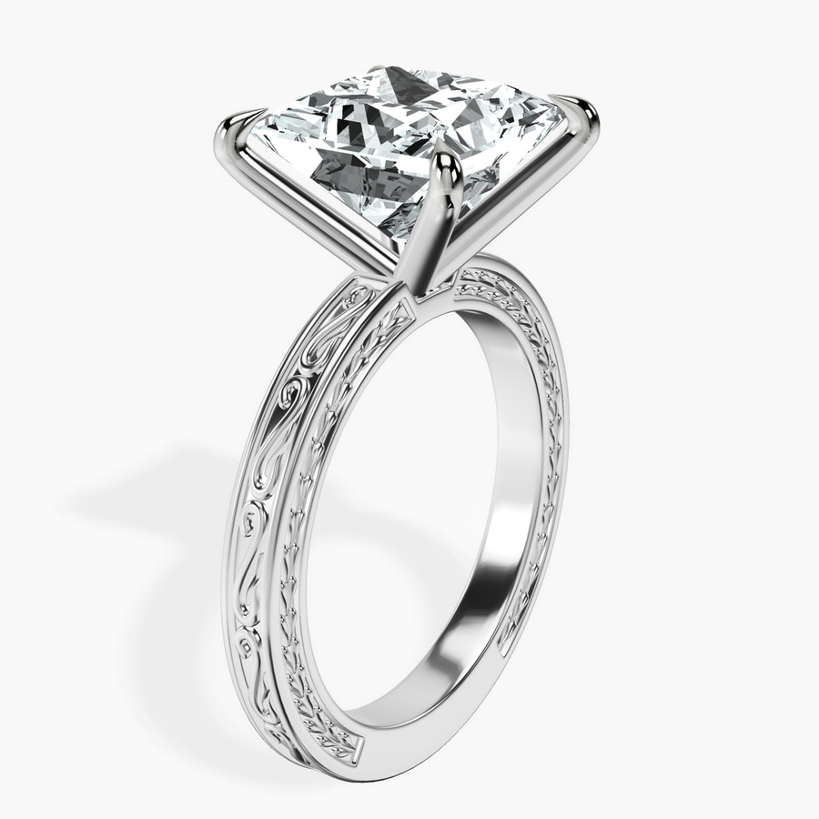 18kt White Gold Ivory Vintage Solitaire Lab Diamond Ring standing product image one