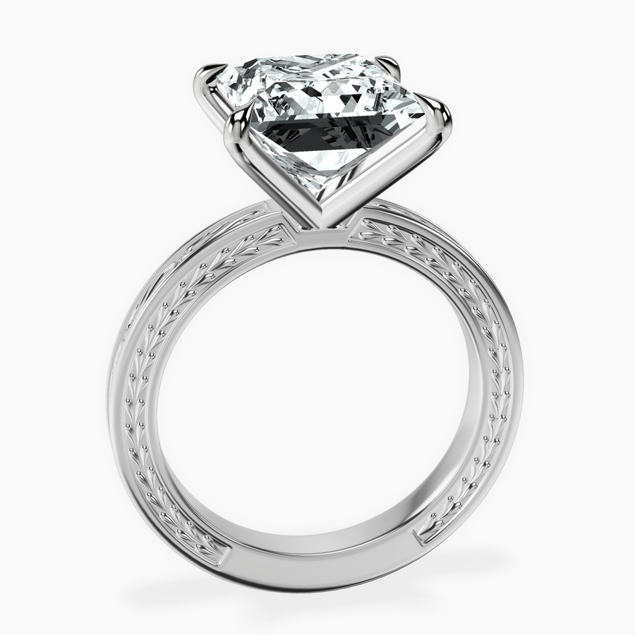 18kt White Gold Ivory Vintage Solitaire Lab Diamond Ring side right image one