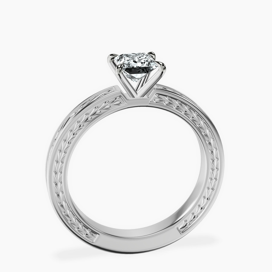 14kt White Gold Ivory Vintage Solitaire Lab Diamond Ring side right image one