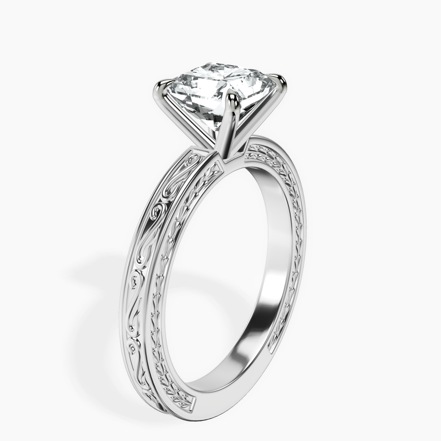 Platinum Ivory Vintage Solitaire Lab Diamond Ring standing product image one