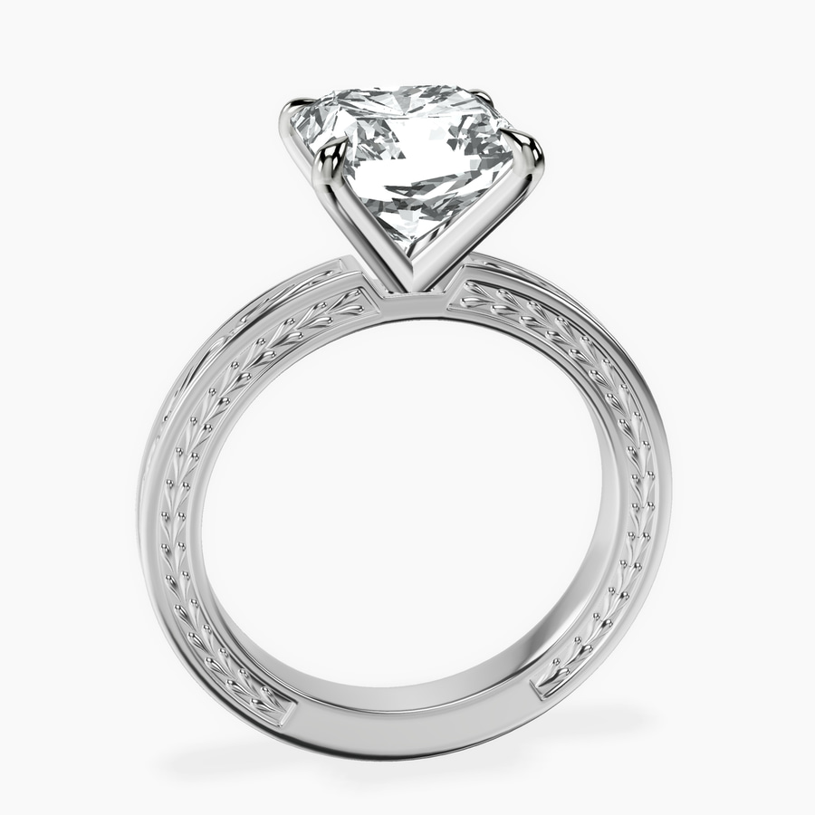Platinum Ivory Vintage Solitaire Lab Diamond Ring side right image one