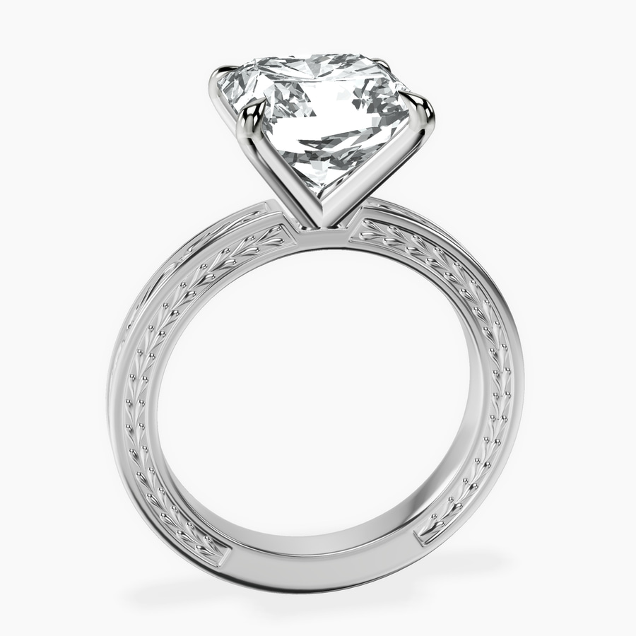 Platinum Ivory Vintage Solitaire Lab Diamond Ring side right image one