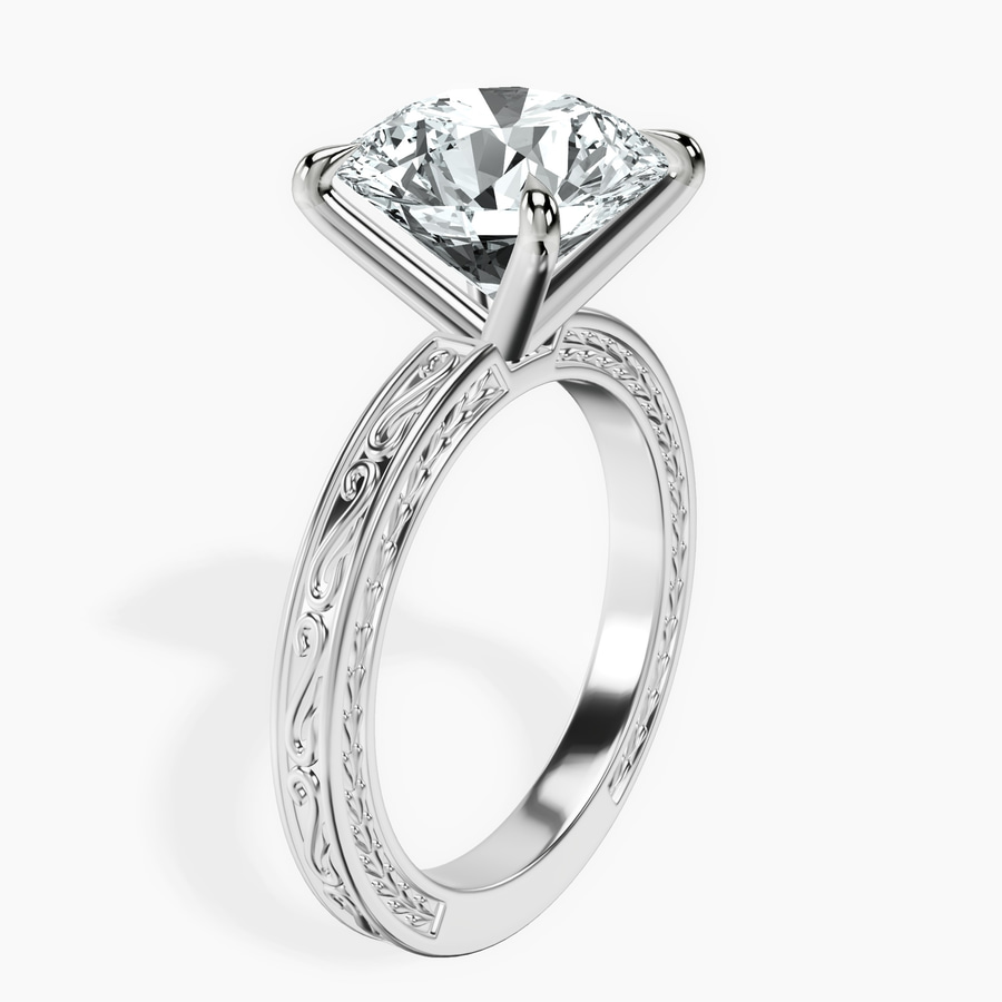 Platinum Ivory Vintage Solitaire Lab Diamond Ring standing product image one