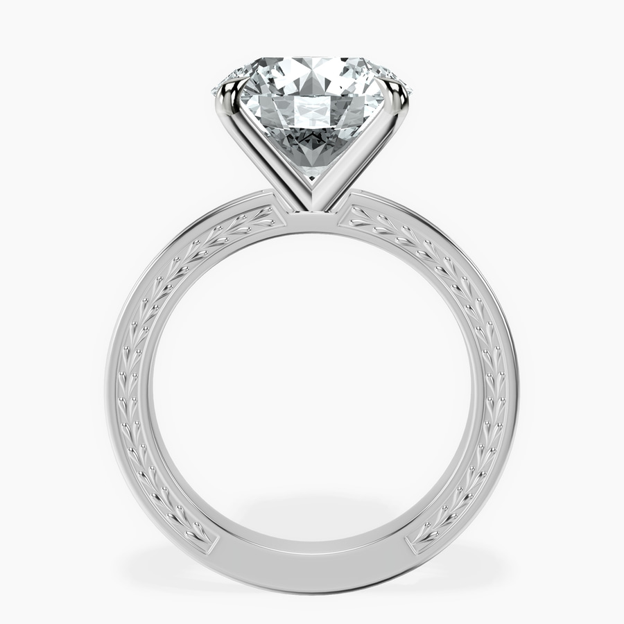 Platinum Ivory Vintage Solitaire Lab Diamond Ring side right image one
