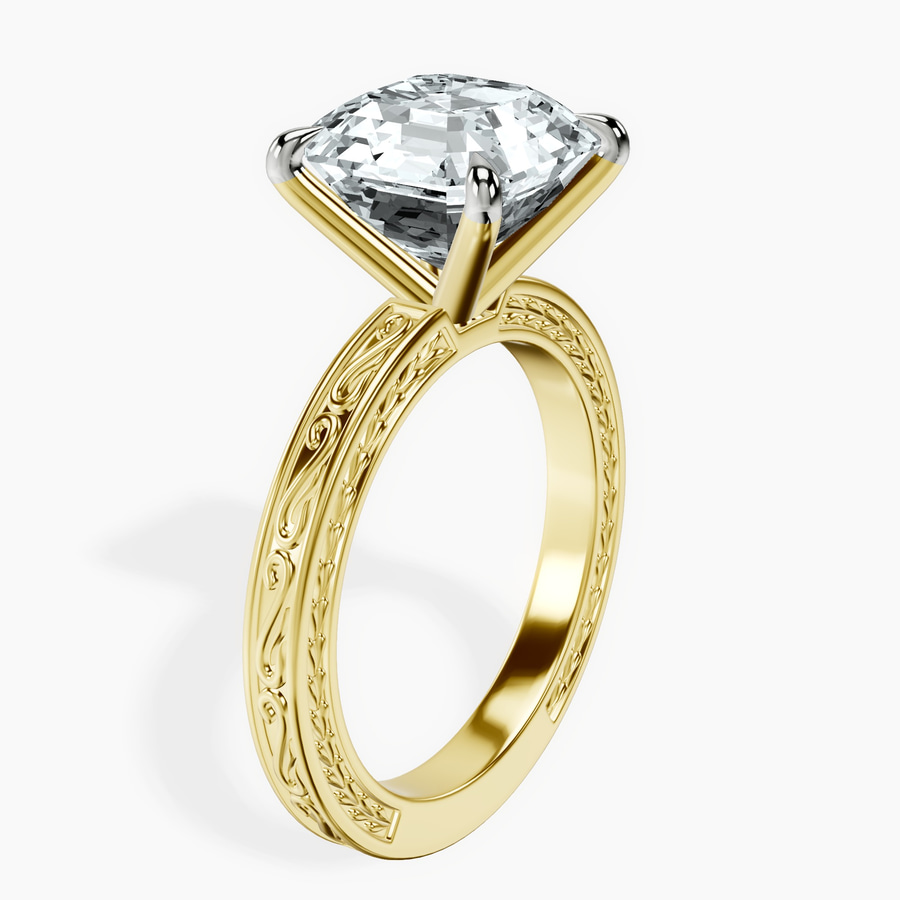 18kt Yellow Gold Ivory Vintage Solitaire Lab Diamond Ring standing product image one