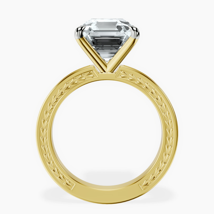 18kt Yellow Gold Ivory Vintage Solitaire Lab Diamond Ring side right image one