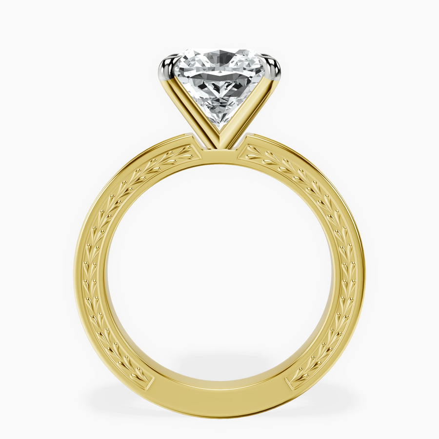 14kt Yellow Gold Ivory Vintage Solitaire Lab Diamond Ring side right image one
