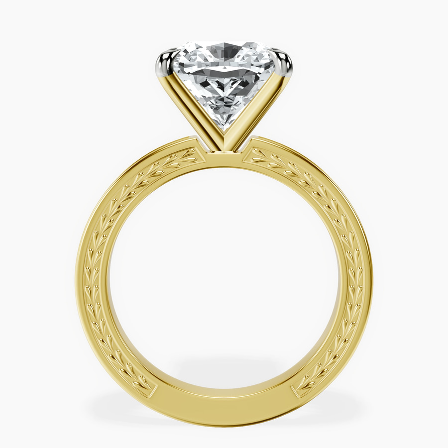 18kt Yellow Gold Ivory Vintage Solitaire Lab Diamond Ring side right image one