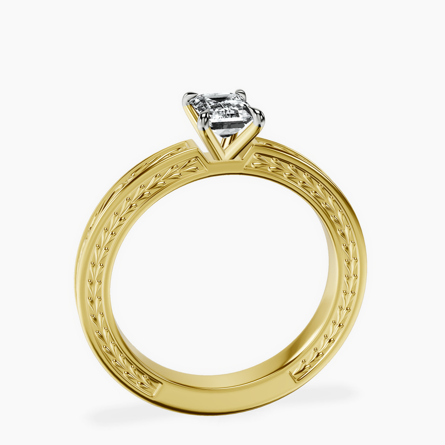 14kt Yellow Gold Ivory Vintage Solitaire Lab Diamond Ring side right image one