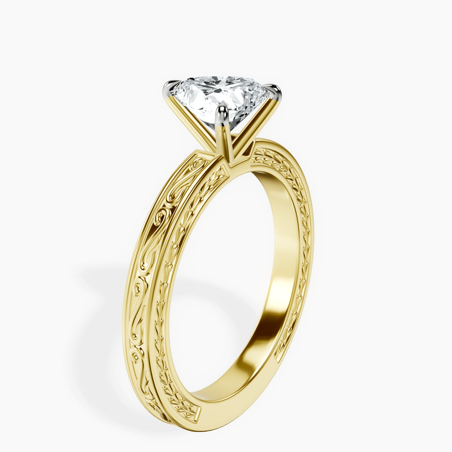 14kt Yellow Gold Ivory Vintage Solitaire Lab Diamond Ring standing product image one