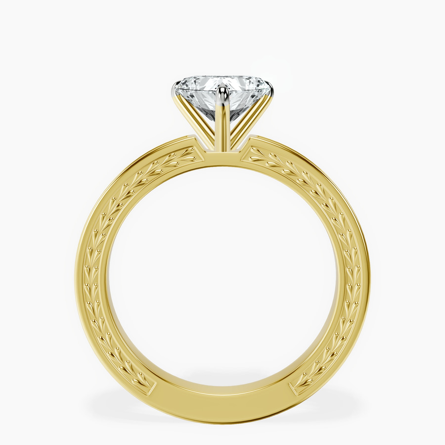 14kt Yellow Gold Ivory Vintage Solitaire Lab Diamond Ring side right image one