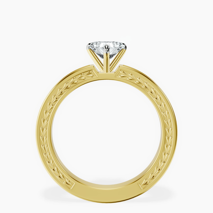 10kt Yellow Gold Ivory Vintage Solitaire Lab Diamond Ring side right image one