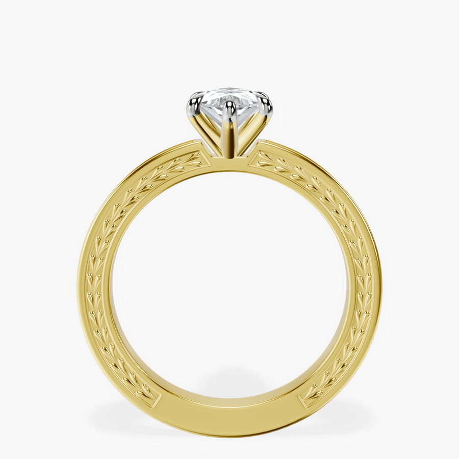 14kt Yellow Gold Ivory Vintage Solitaire Lab Diamond Ring side right image one