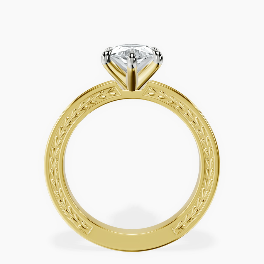 18kt Yellow Gold Ivory Vintage Solitaire Lab Diamond Ring side right image one