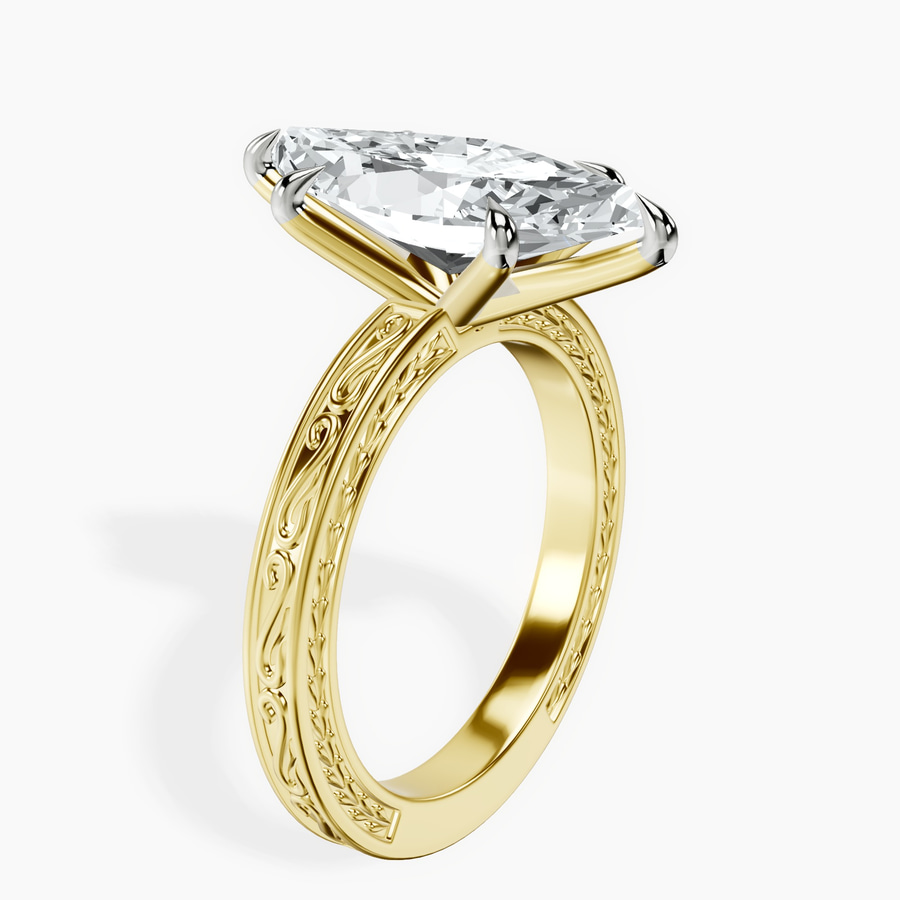 14kt Yellow Gold Ivory Vintage Solitaire Lab Diamond Ring standing product image one