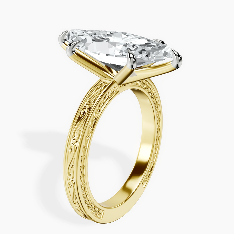 10kt Yellow Gold Ivory Vintage Solitaire Lab Diamond Ring standing product image one