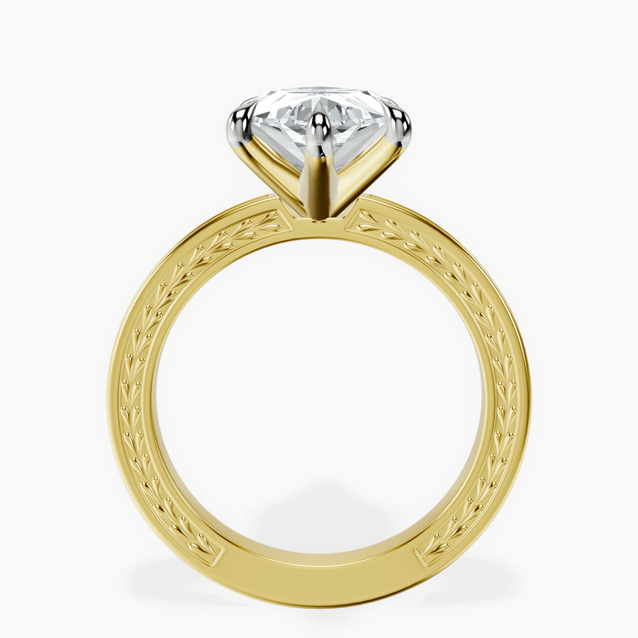 10kt Yellow Gold Ivory Vintage Solitaire Lab Diamond Ring side right image one