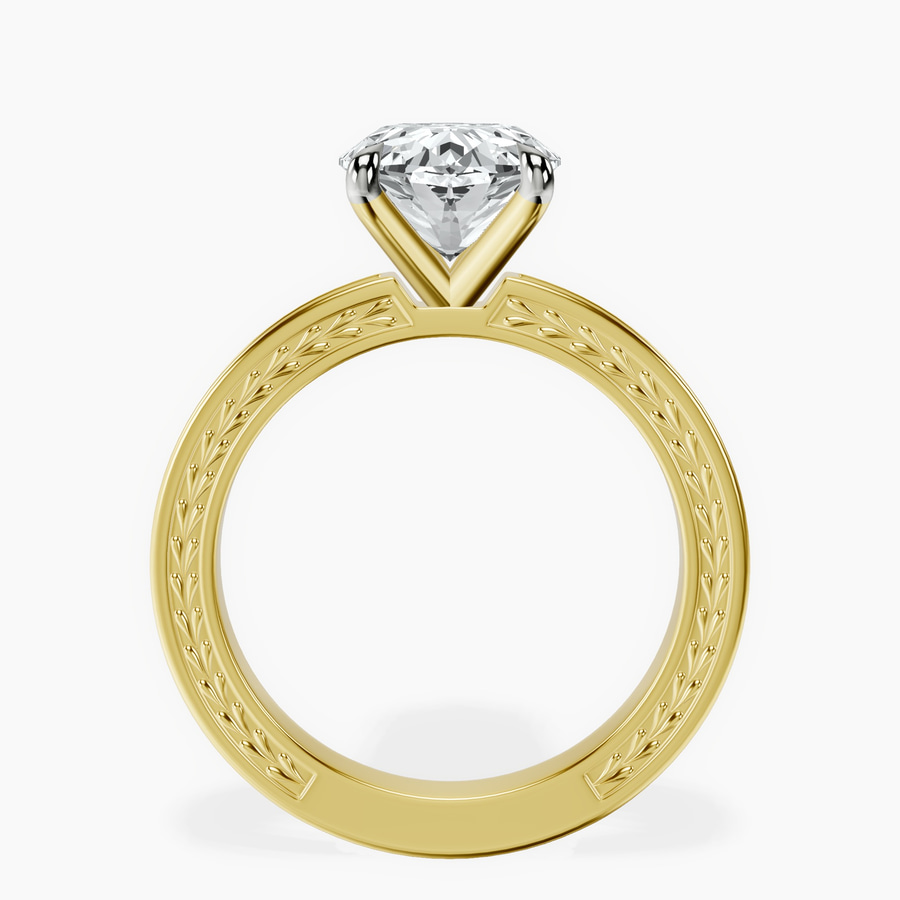 18kt Yellow Gold Ivory Vintage Solitaire Lab Diamond Ring side right image one