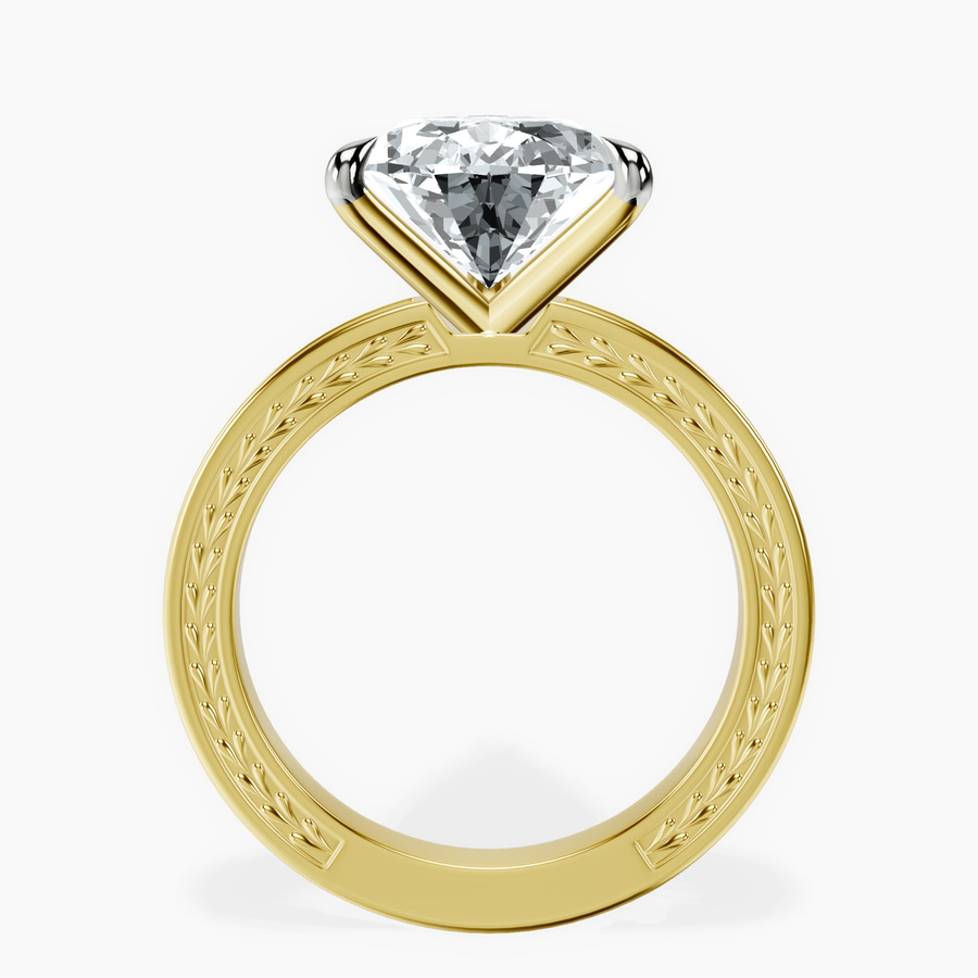 18kt Yellow Gold Ivory Vintage Solitaire Lab Diamond Ring side right image one