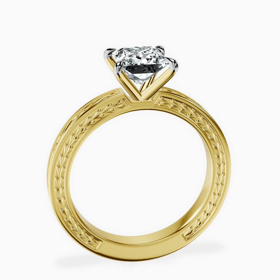 14kt Yellow Gold Ivory Vintage Solitaire Lab Diamond Ring side right image one